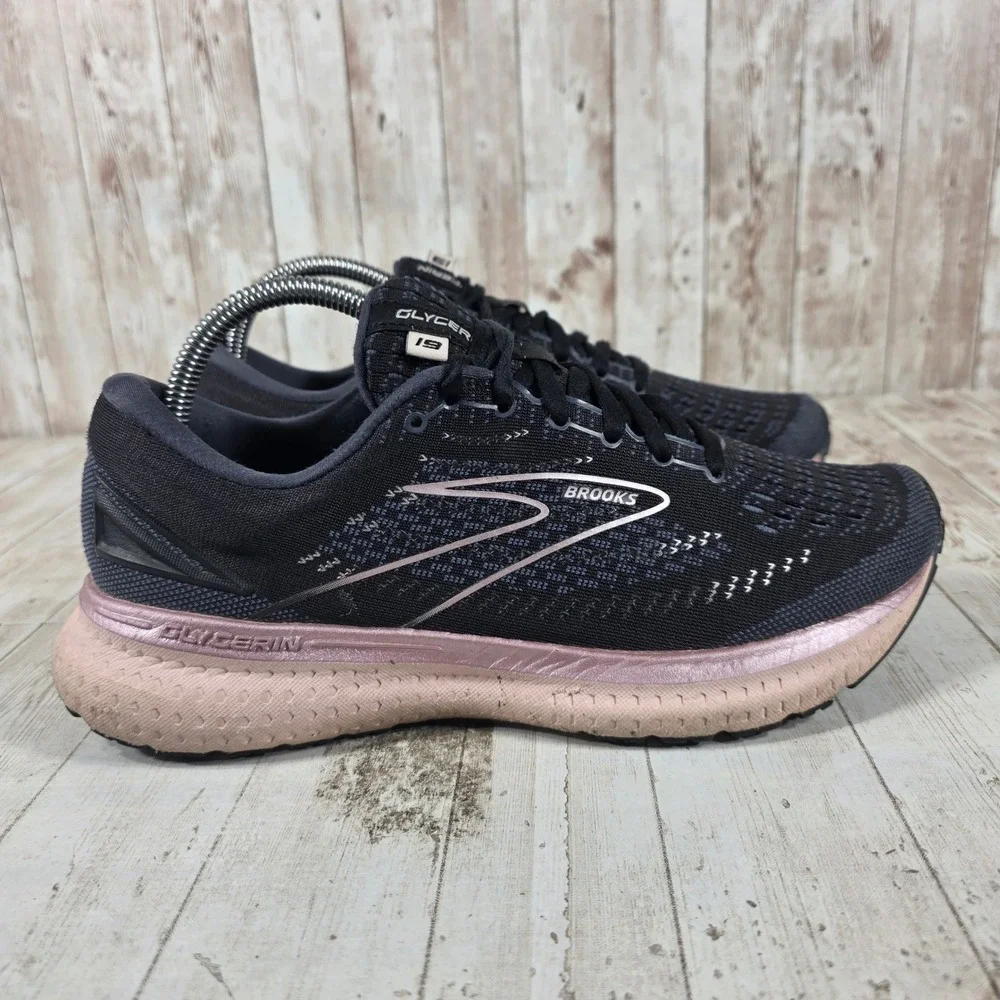 Brooks Glycerin 19 Womens Running‎ Shoes Black Rose Gold 1203431B074 Size 9.5 B